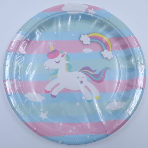 Plates (18cm) - Paper (10-pack) – Pastel Rainbow - Unicorn Dreams