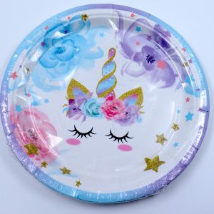 Plates (18cm) – Paper (10-pack) - Pastel & Sparkle Unicorn