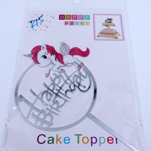 Cake Topper - Unicorn Silver (Design 3)